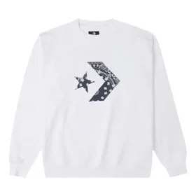 Men”s Converse Cashew Logo Knit Sports Round Neck Pullover White Men”s Converse Cashew Logo Knit Sports Round Neck Pullover White