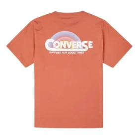 Men”s Converse Rainbow Logo Printing Knit Sports Short Sleeve Red Men”s Converse Rainbow Logo Printing Knit Sports Short Sleeve Red