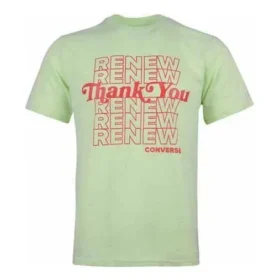 Men”s Converse Renew Alphabet Printing Short Sleeve Green Men”s Converse Renew Alphabet Printing Short Sleeve Green