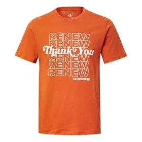 Men”s Converse Renew Alphabet Printing Short Sleeve Orange Men”s Converse Renew Alphabet Printing Short Sleeve Orange